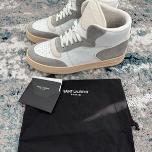 Saint Laurent High-Top Sneakers SL/80 White & Gray Suede Size 46/12